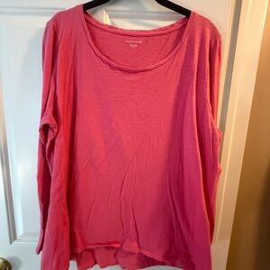 Eileen Fisher Coral Scoop-Neck Long-Sleeve Top